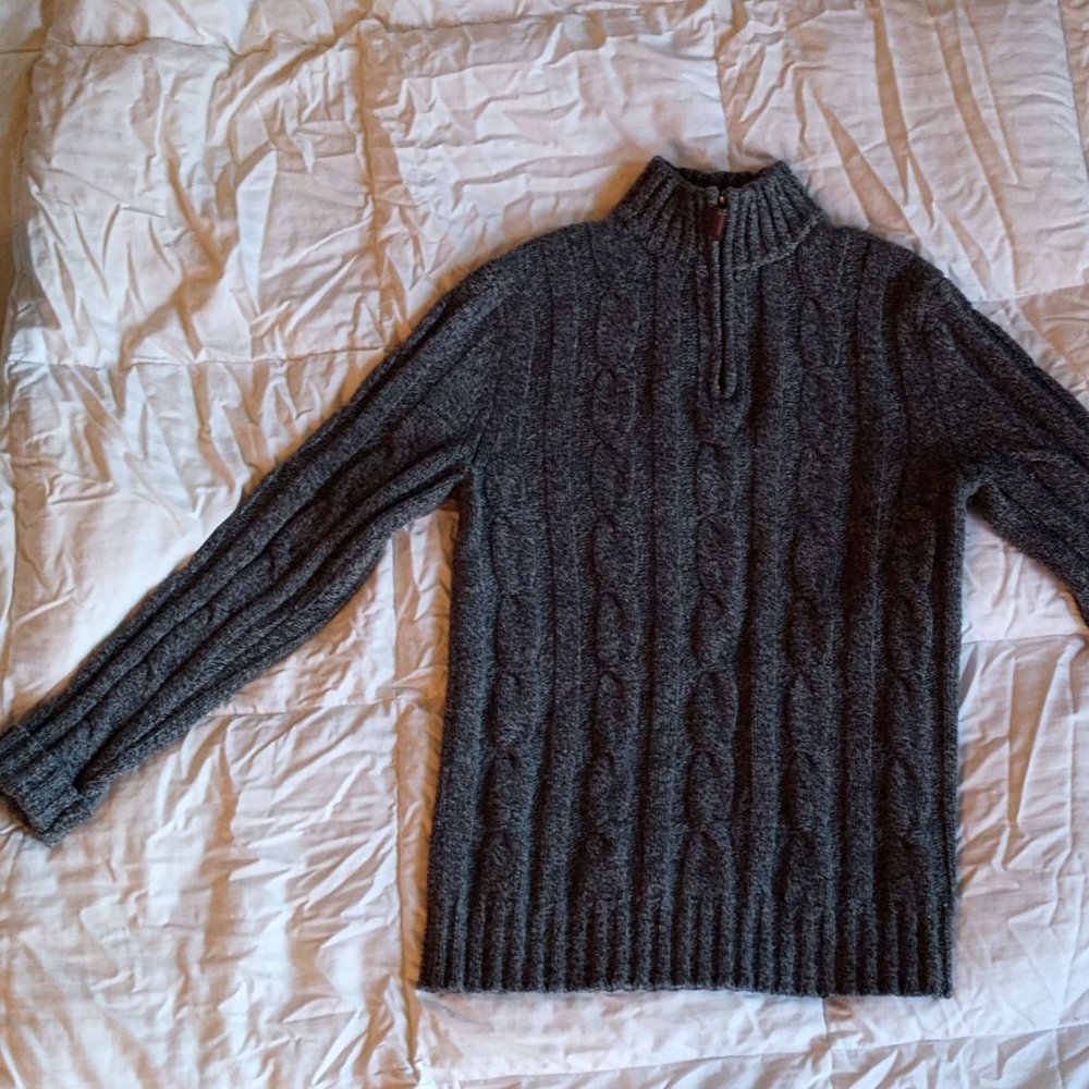 Bonobos Cable Knit Wool Gray Sweater Size M
